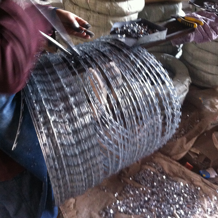 Galvanized razor wire coil high strength anti- rust concertina wire